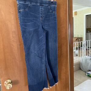 Spanx Blue Denim Capri Flare Legs Size Xl